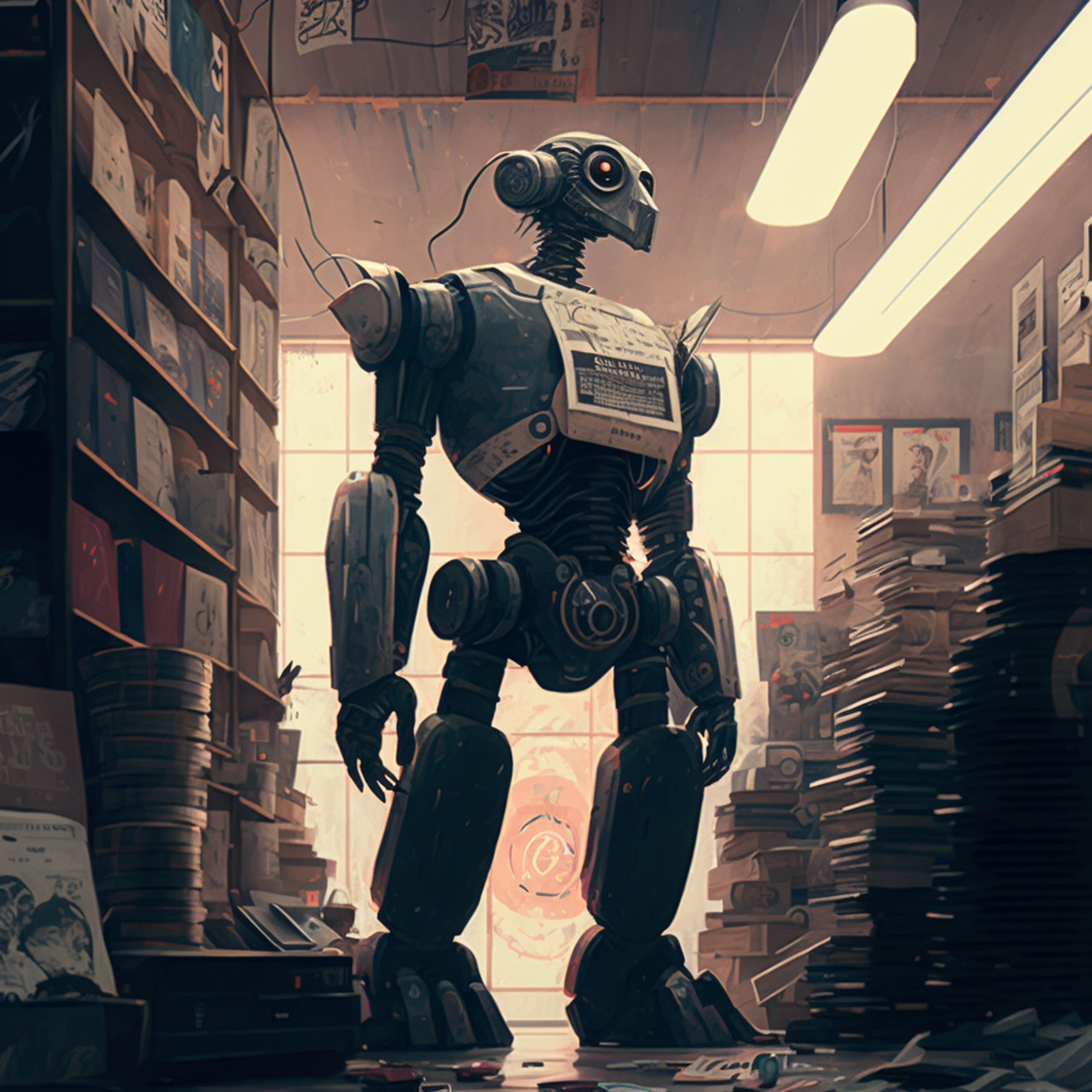 google assistant to find samples music sample hunting crate digging robot midjourney