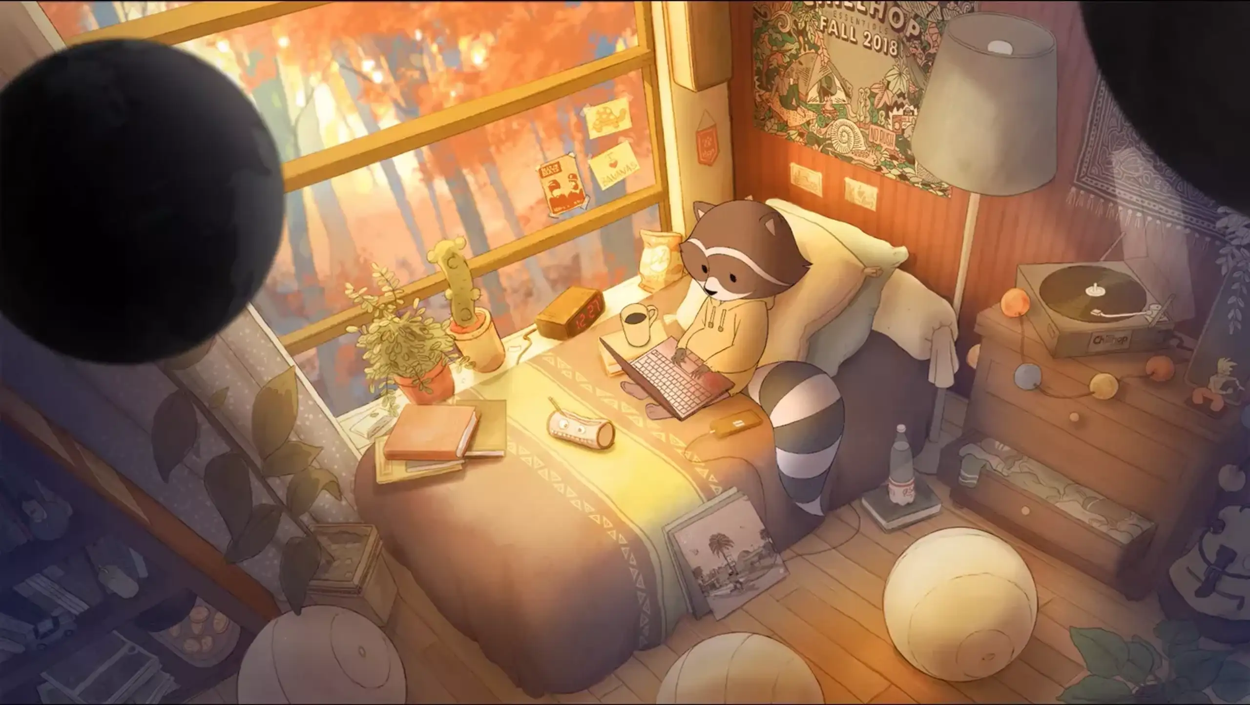 chillhop raccoon bedroom