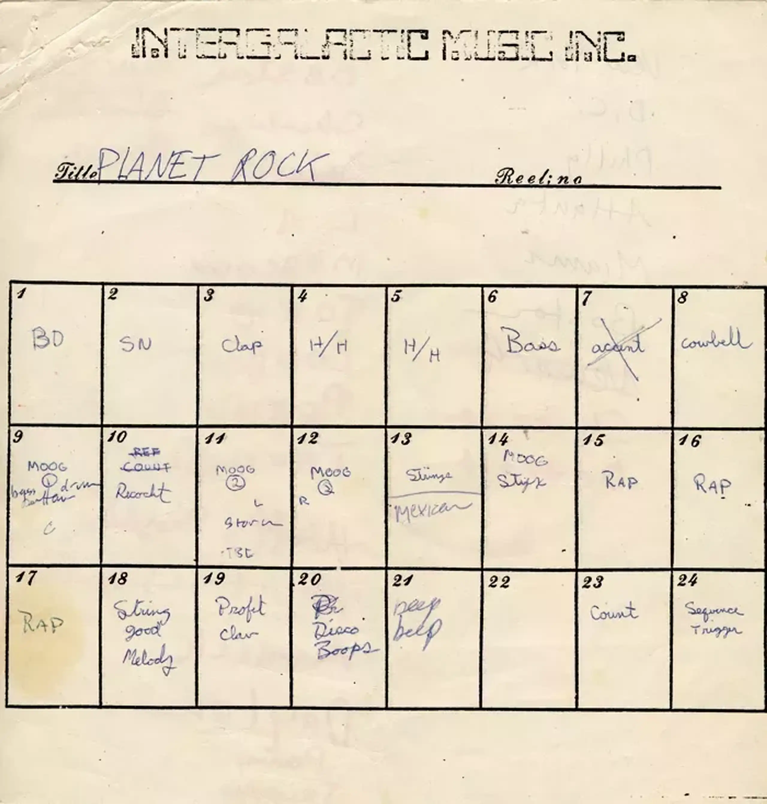 track sheet planet rock