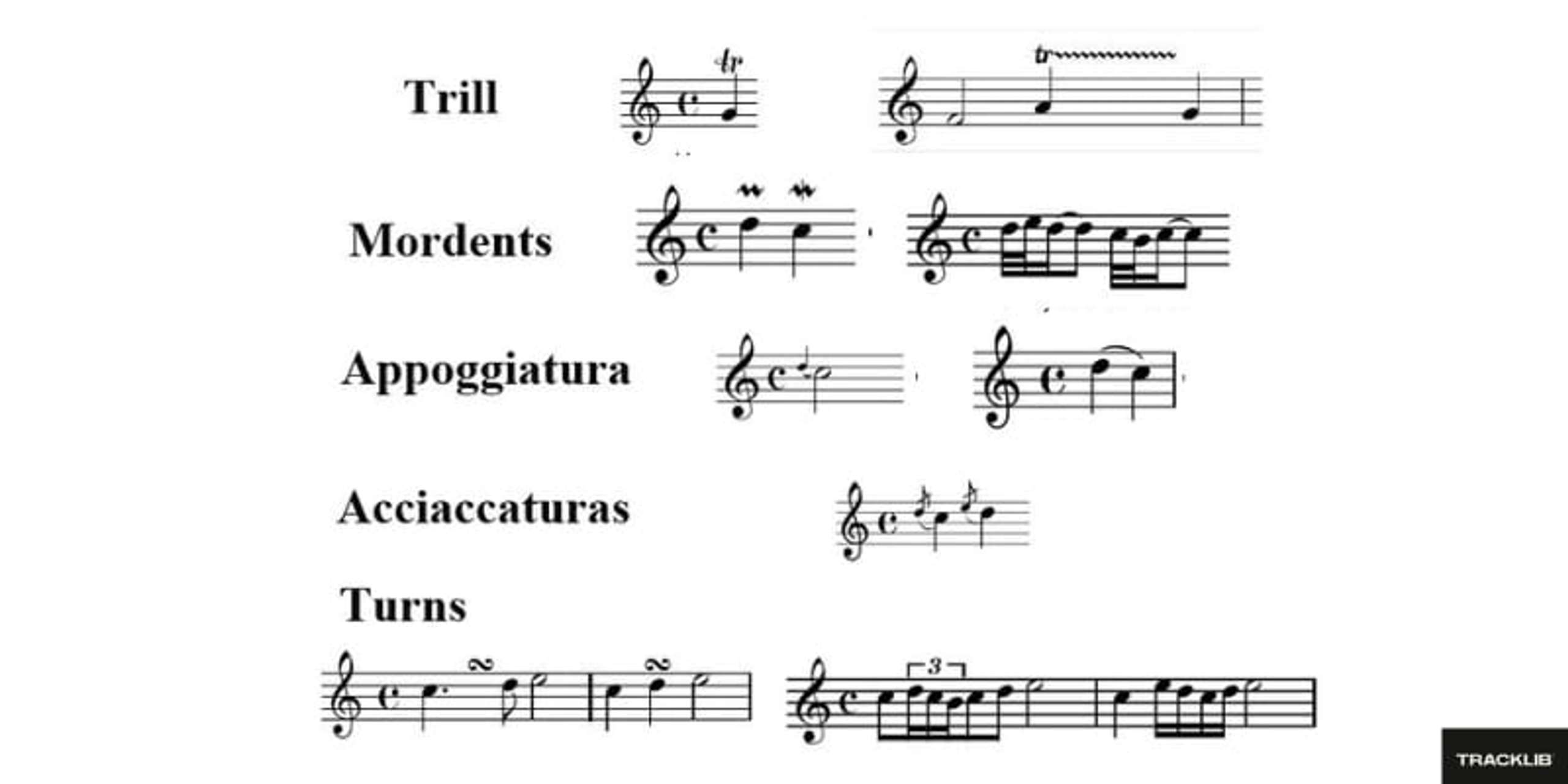 Ornament music symbols on staff